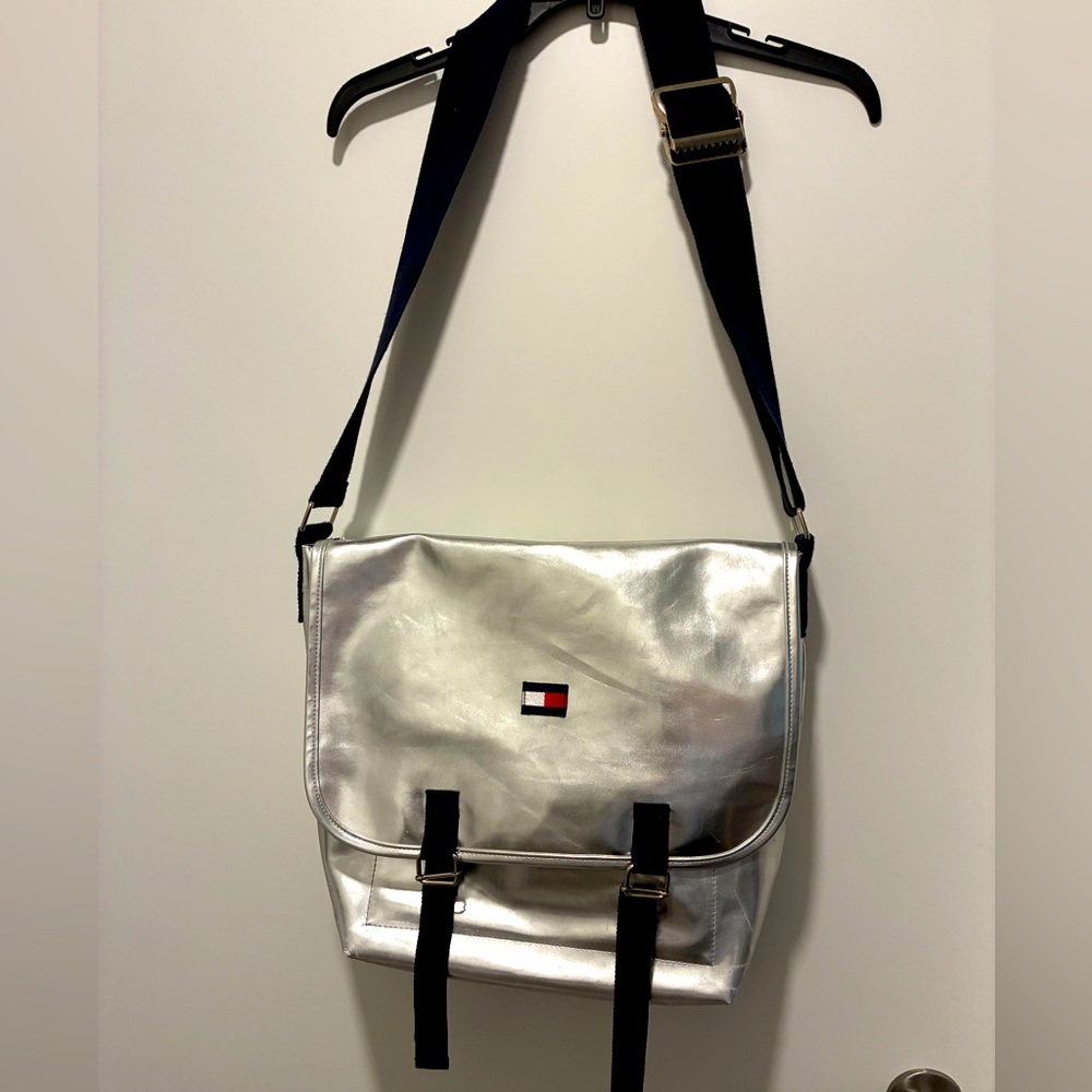 Tommy Hilfiger Metallic Silver Messenger Bag